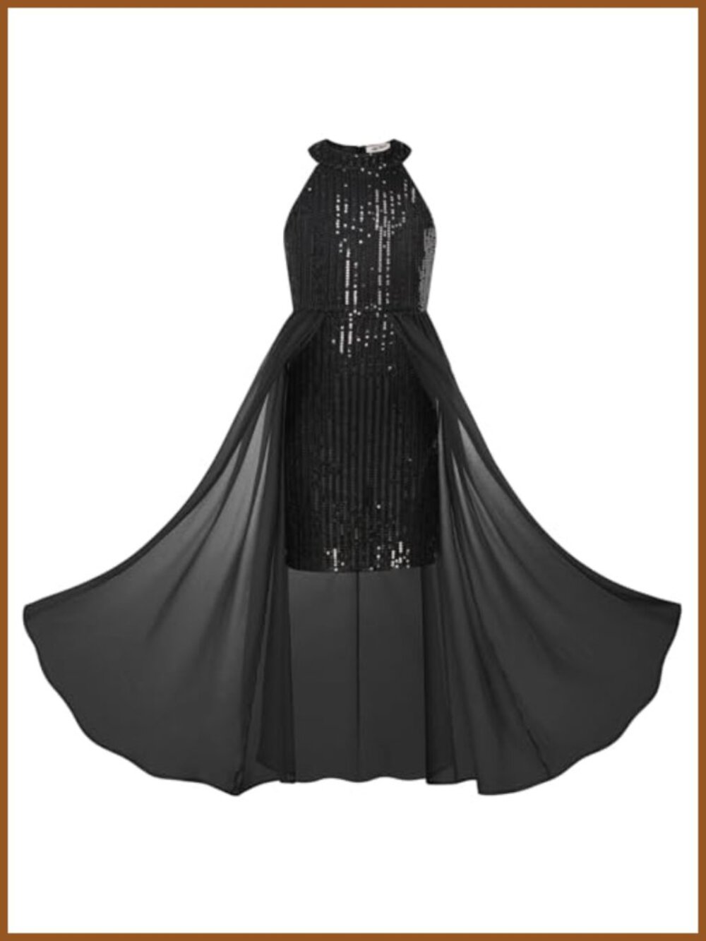 Girls Sequin Halter Neck Dress Chiffon Formal Party Special Occasion